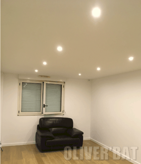 SALON : FAUX PLAFOND / SPOTS LEDS /PEINTURE /VITRIFICATION PARQUET