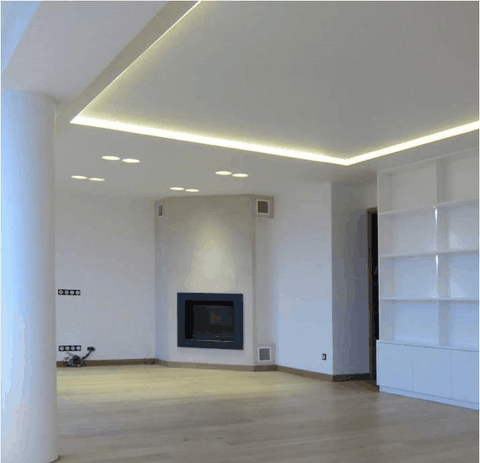 Corniche Leds, meuble sur mesure parquet et peinture
